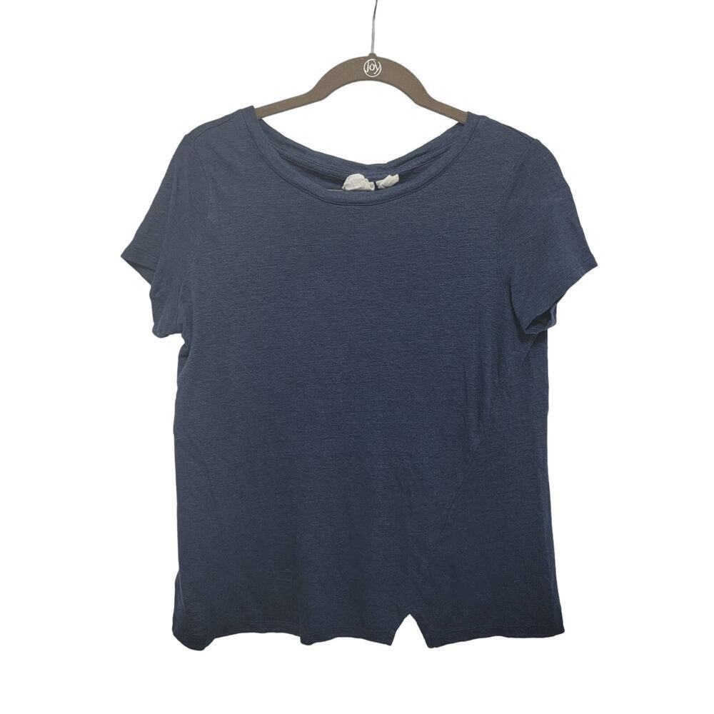 C&C California Small V-Neck Linen Short Sleeve Tee Blue Size S Coastal